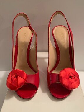 Gianvito Rossi Red Flower Heels